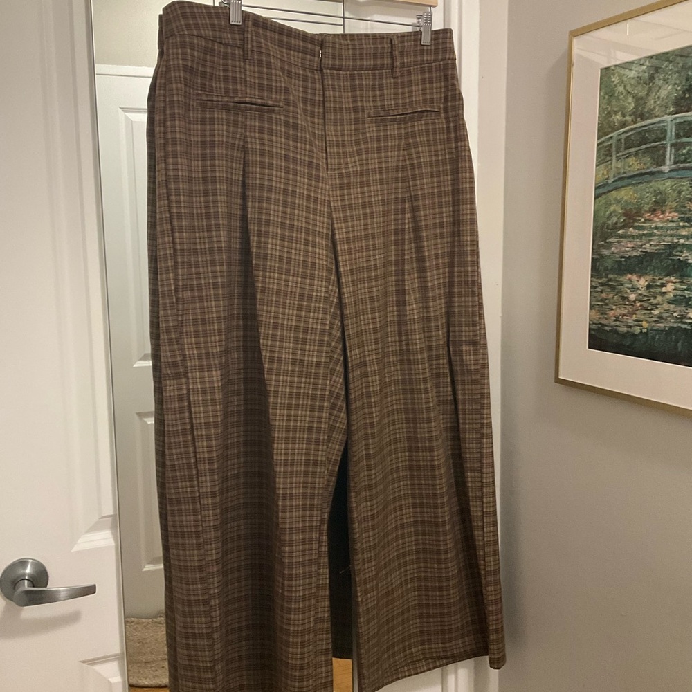 Cider Brown Tartan Wide Leg Trousers - Picture 9 of 10